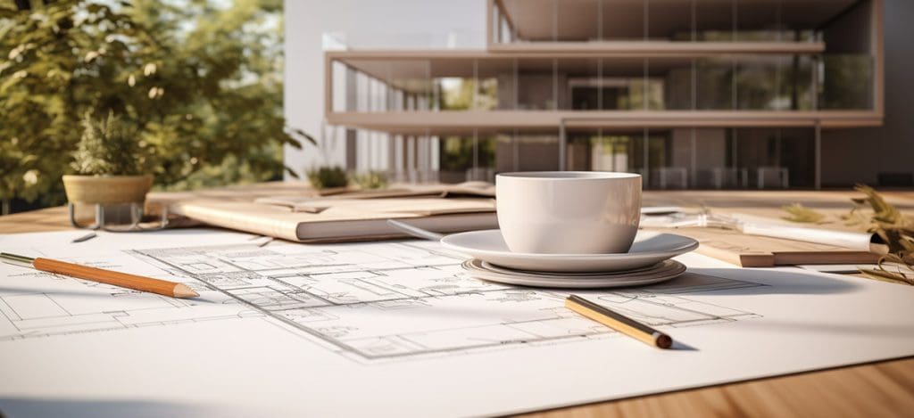 designing a house with a mug of coffee - architectural design